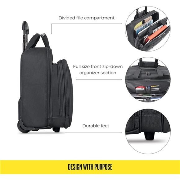 Rolling Laptop Bag with Wheels,Fits Upto 17.3Inch Laptop,Travel Friendly Wheeled - Picture 6 of 7